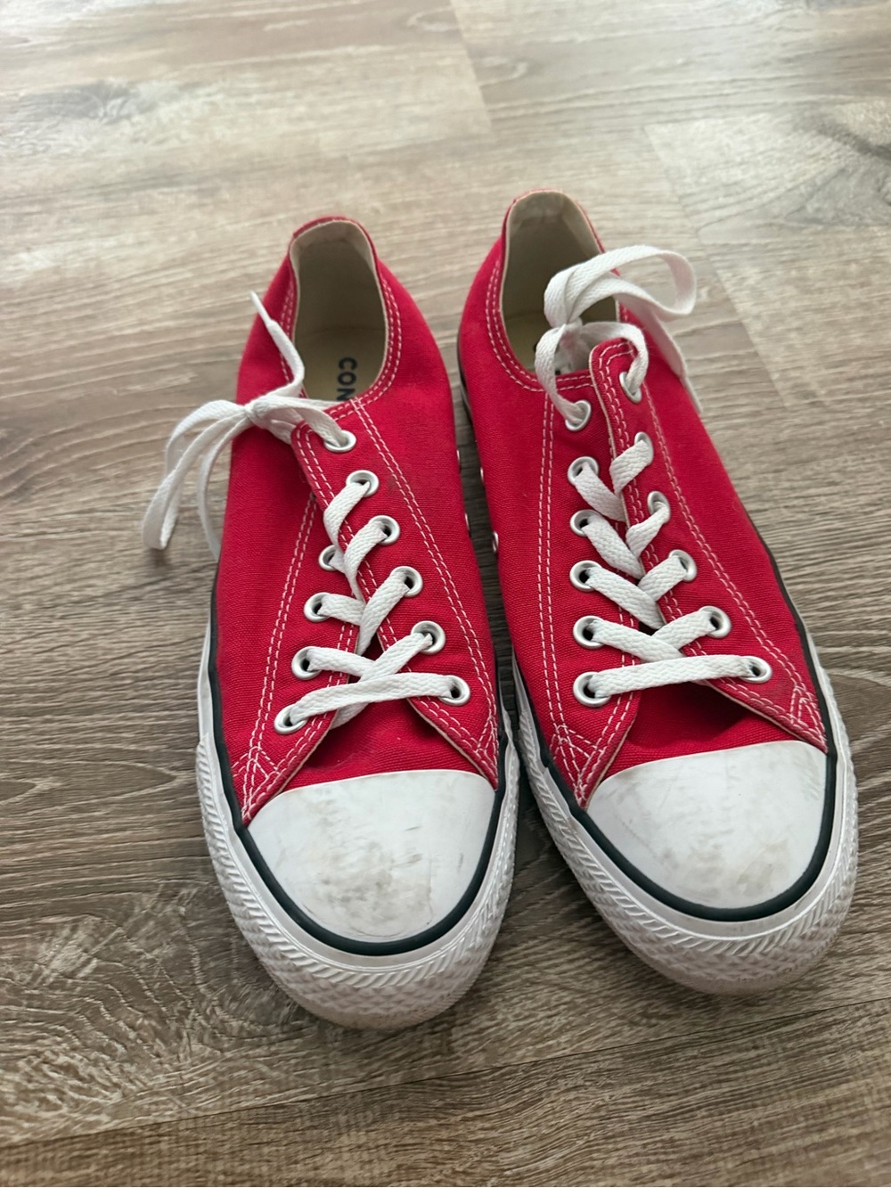 Converse Red Low-Top Canvas Sneakers with White Laces